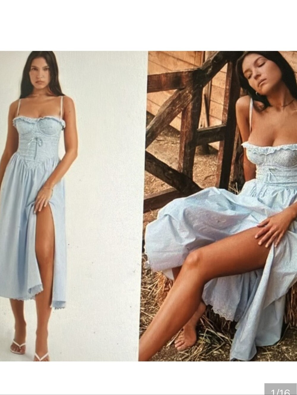 House of CB jaime periwinkle twilight cotton eyelet corset lace up midi dress XS - Picture 2 of 9